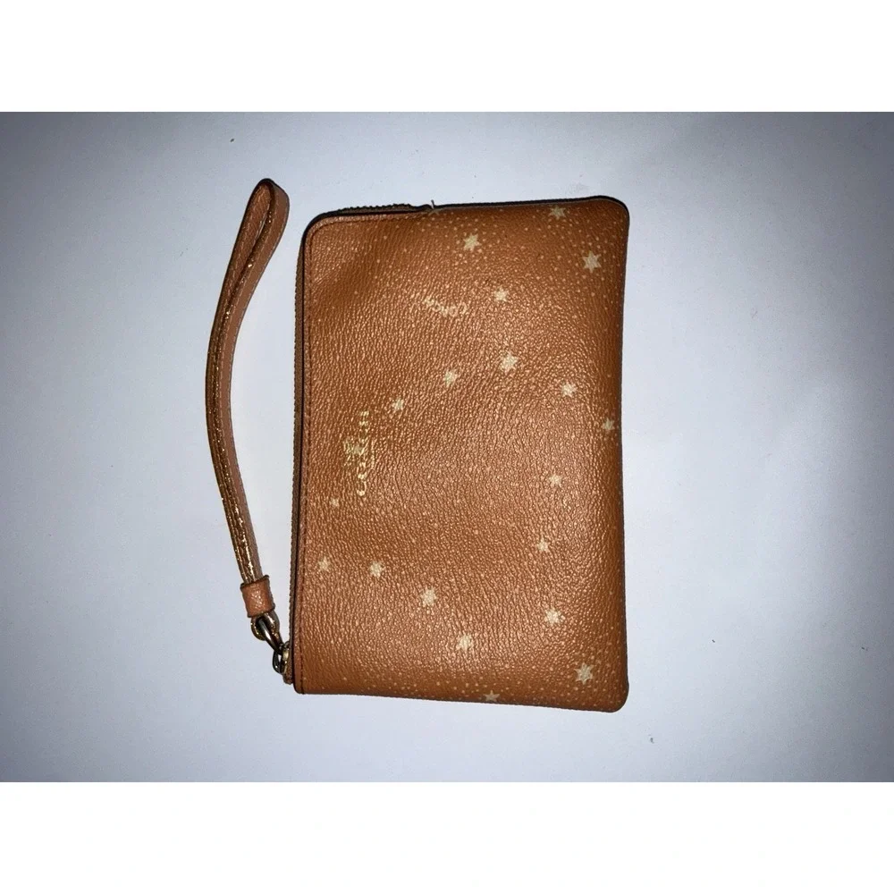 Coach X NASA Constellation Corner Zip Wristlet Pink‎ Peach Stars RARE HTF T